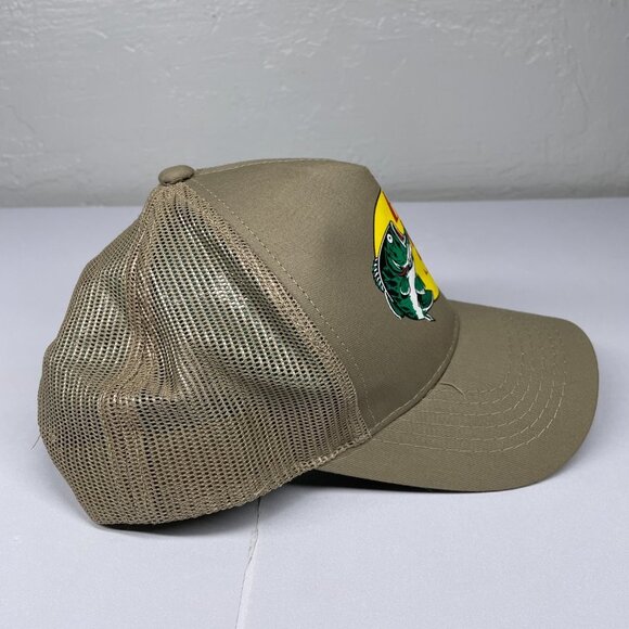 Bass Pro Shop Baseball Hat Cap Tan Mesh Snapback Adjustable Trucker Fishing - Picture 3 of 8